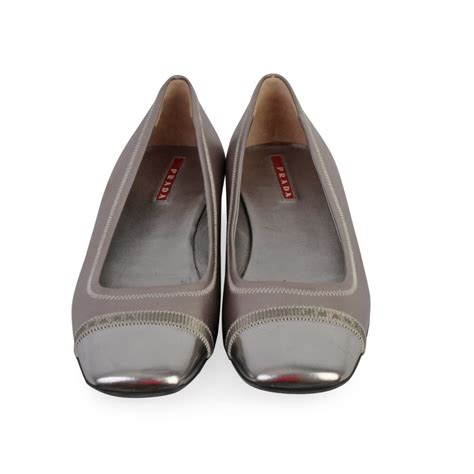 prada silver flats|Prada flats for sale.